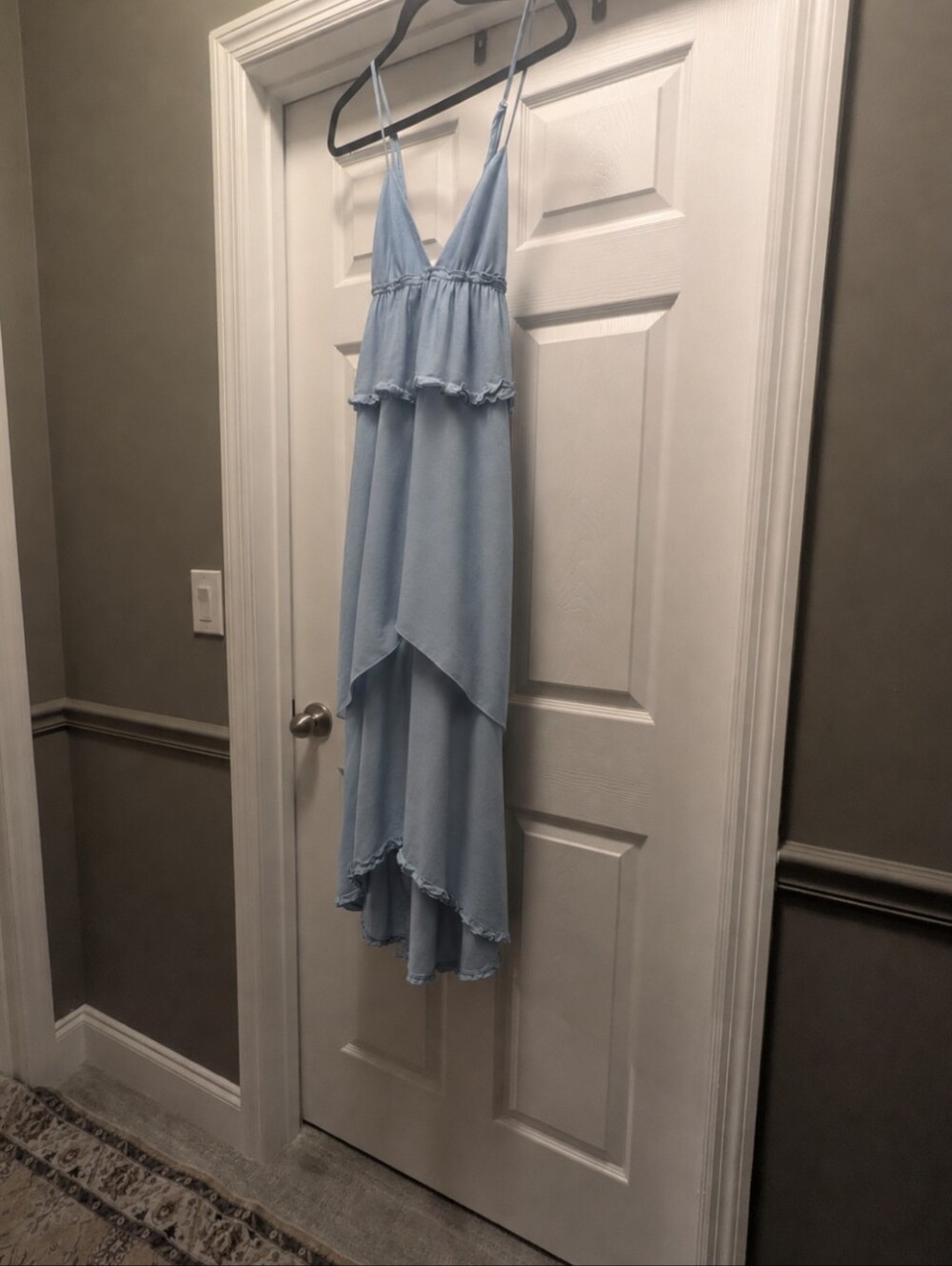 Pinko Pale Blue High-Low Spaghetti Strap Dress